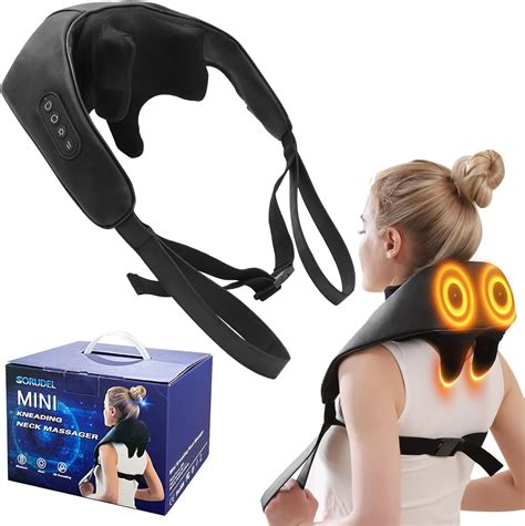 Amazon.com: SORUDEL Neck Massager Roller with Heat Shiatsu Deep Tissue ...