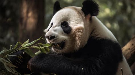 Premium AI Image | Panda eating bamboo