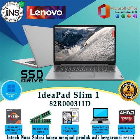 Jual Lenovo Ideapad Slim 1 14ada7 31id Ryzen 3 3250u 4gb 256gb Ssd W11h