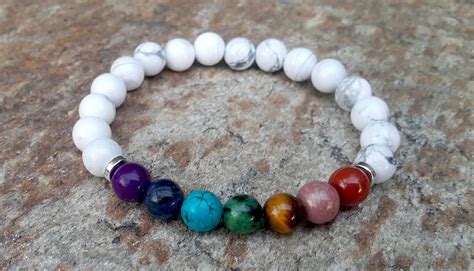 Calming Chakra Bracelet White Howlite Chakras Bracelet Etsy Uk