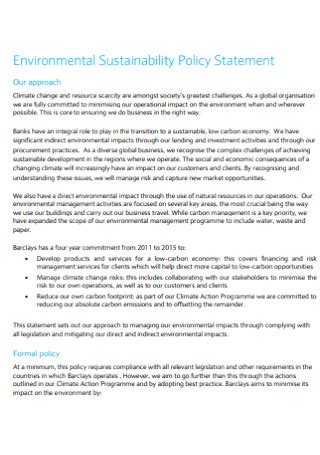 34 SAMPLE Environmental Policy Statement Templates In PDF MS Word