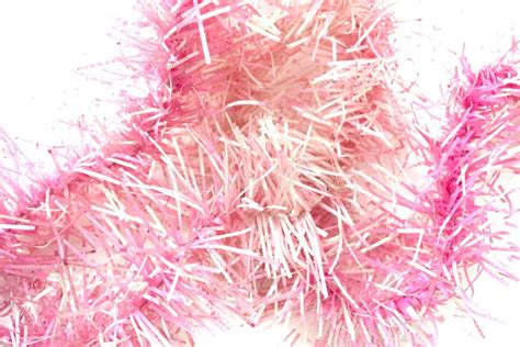 Pink Tinsel on White Background Stock Image - Image of chrismas, tree ...