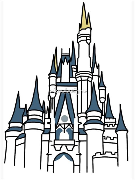 Cinderellas Castle Outline Poster For Sale By Ekmdesigns Redbubble