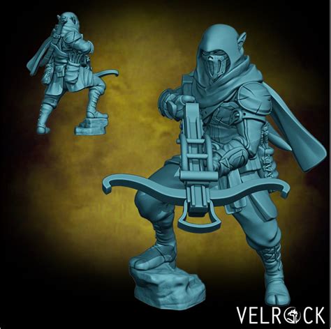 Wood Elf Crossbowman Mini Velrock Art Miniatures 3d Printed 28mm Scale Rpg Fantasy Wargame