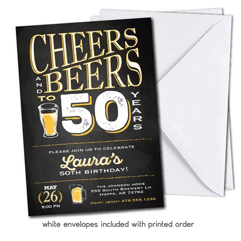 Cheers And Beers To 50 Years Birthday Invitation 50th Birthday Party