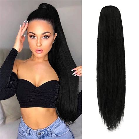 Amazon Feshfen Long Straight Ponytail Extensions Inch