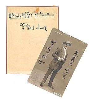 Eigenh musikalisches Albumblatt mit U sowie Porträtpostkarte Emil