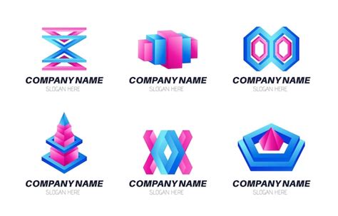 Premium Vector 3d Geometric Logo Set Template