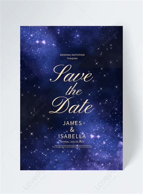 Deep Blue Starry Sky Wedding Invitation Template Imagepicture Free