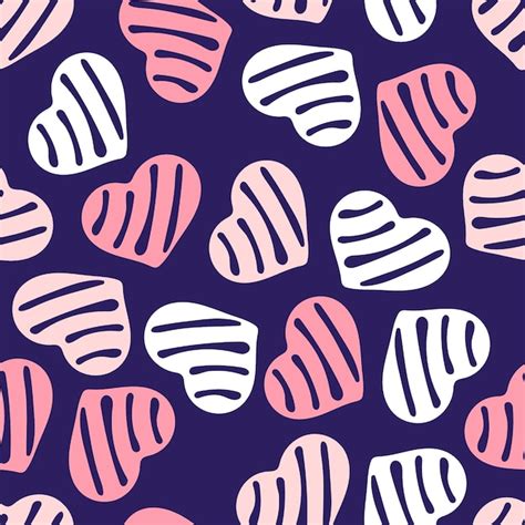 Premium Photo Hand Drawn Seamless Patterns With Hearts In Doodle