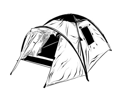 Premium Vector Hand Drawn Sketch Of Camping Tent In Black