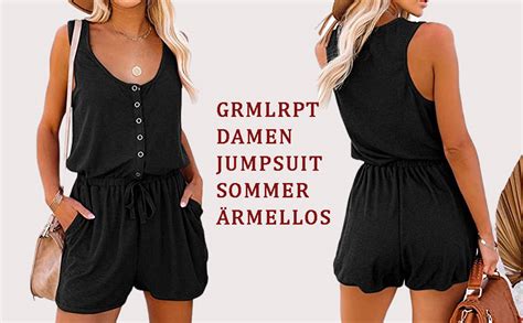 Grmlrpt Damen Jumpsuit Elegant Ärmellos U Ausschnitt Overall Sommer