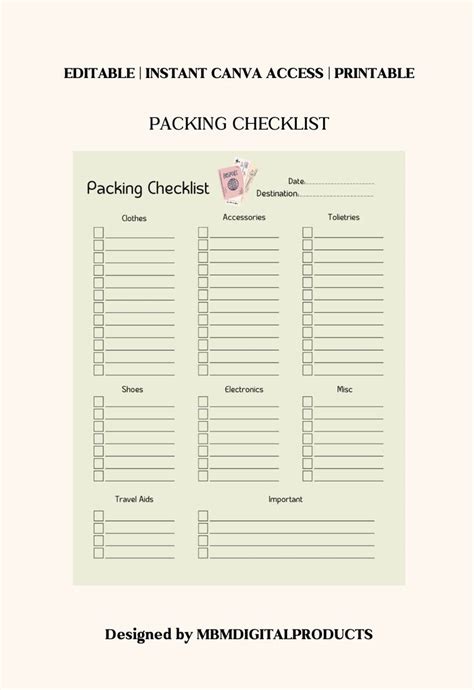 Printable Packing List, Summer Packing List, Summer Vacation Packing ...