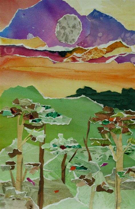 Watercolor Collage Landscape Collage Art Projects Collage Landscape