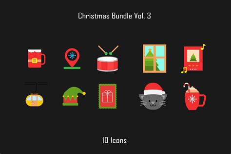 Christmas Icons Bundle 10 Designs Vol 3 Graphic By Cfnyarocketone