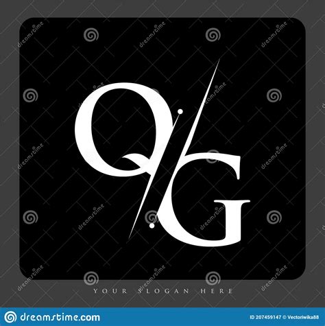 Initial Logo Letter Qg For Company Name Black And White Color And Slash