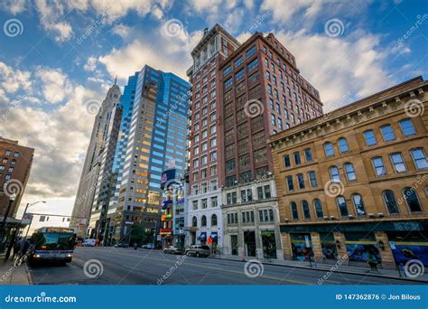 Buildings Along Broad Street In Downtown Columbus Ohio Editorial Photo