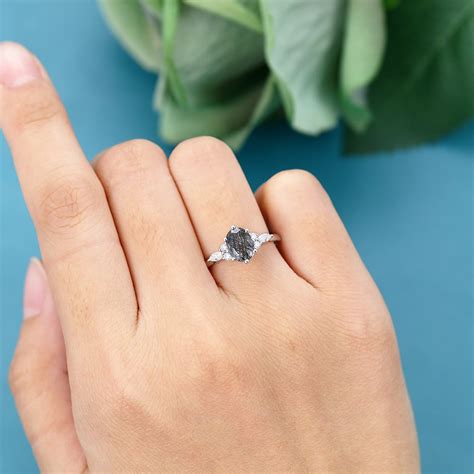 14k Rose Gold Lab Diamond Leaf Engagement Ring Art Deco Rings