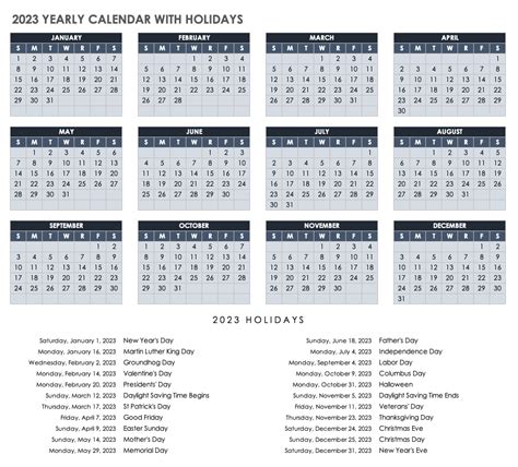 2022 Year Calendar With Holidays Printable