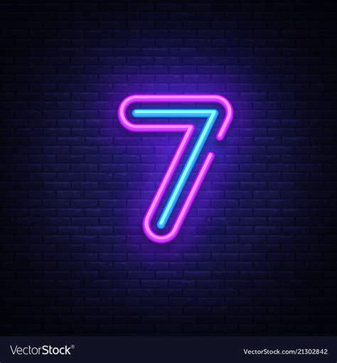 Number Seven Symbol Neon Sign Seventh Royalty Free Vector | Images and Photos finder