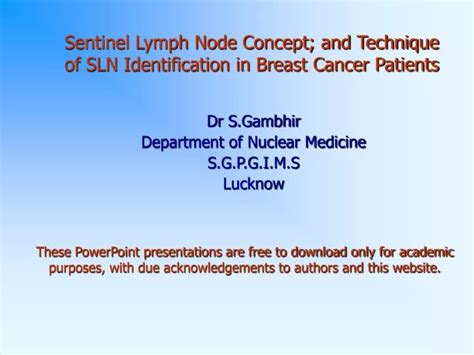 Ppt Sentinel Lymph Node Concept And Technique Of Sln Identification