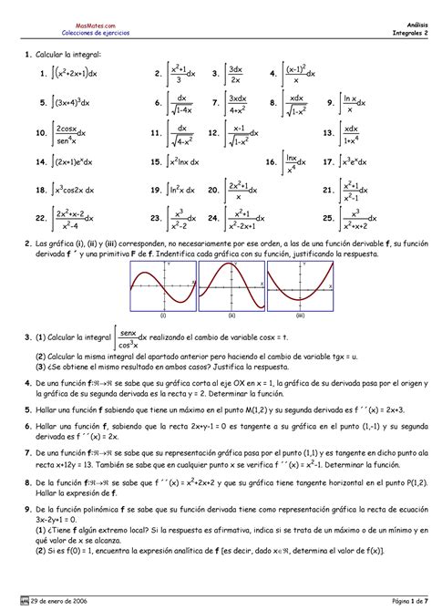 Ejercicios Generales Calculo Derivadas Integrales MasMates