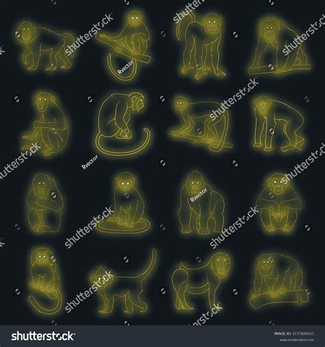 Different Monkeys Icons Set Illustration 16 Stock Vector Royalty Free
