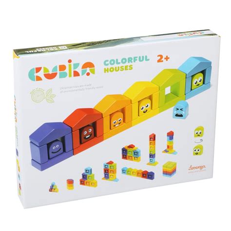 Wooden Building Blocks Cubika Colourful Houses