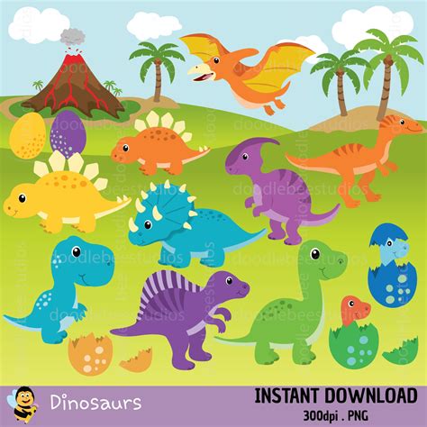 Dinosaur Clipart Cute Dinosaurs Dinosaurs Clipart Dinosaur | Etsy Canada