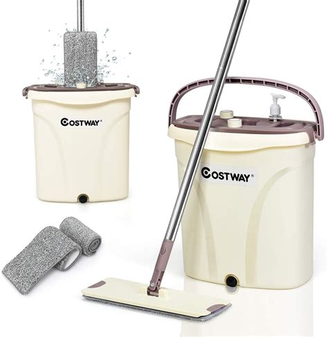 Costway 2 In 1 Mop And Bucket Mop Bucket Set Mop Bucket System Flat