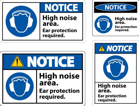 Notice Ear Protection Required Sign On White Background 11685766 Vector