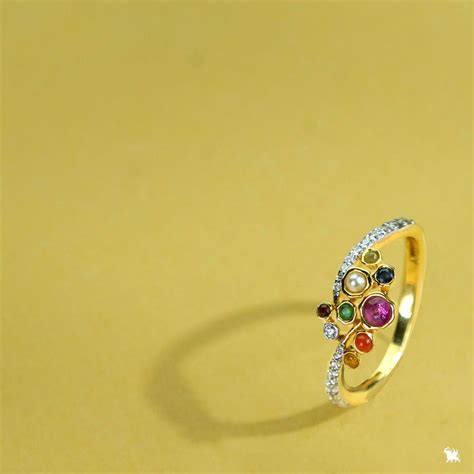 Navratna Ring | Natural diamonds, Rings, 18kt gold