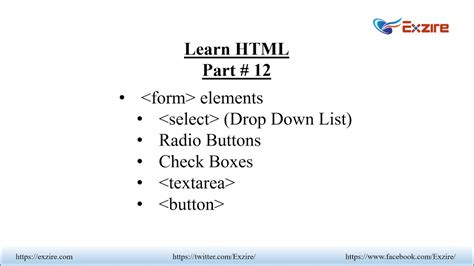 Learn Html Part 12 Html Form Elementsselectdrop Down Listradio