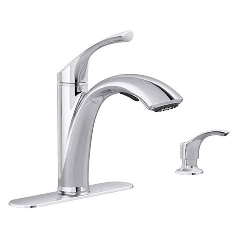 Kohler Mistos Single Handle Pull Out Sprayer Kitchen Faucet In Polished