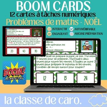 French CHRISTMAS MATH Boom Cards Cartes digitales de Noël Mathématiques