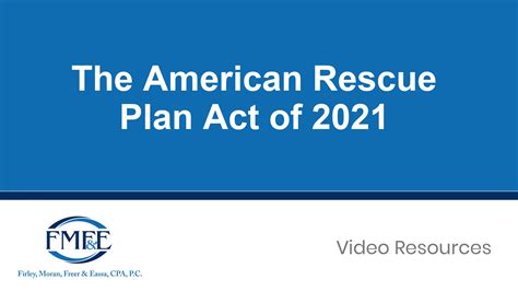 The American Rescue Plan Act Of Fmf E