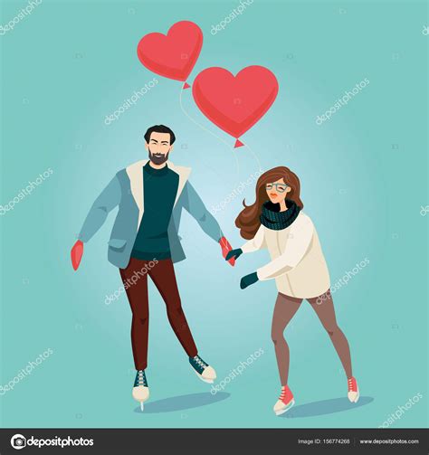 Cute couple skating at ice rink. Stock Vector Image by ©naidzionysheva ...