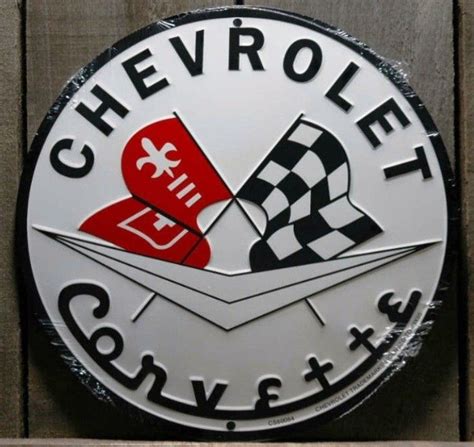 News Du Jour Plaque Chevrolet Corvette Logo Blanc Tole Publicitaire