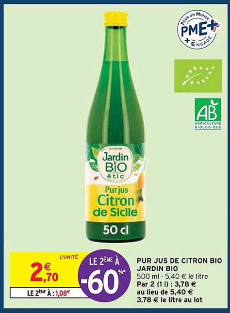 Promo Pur Jus De Citron Bio Jardin Bio Chez Intermarch Express