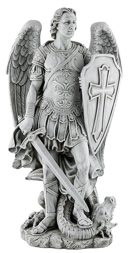 St Michael Outdoor Garden Church Statue 24 Inch Stoneresin