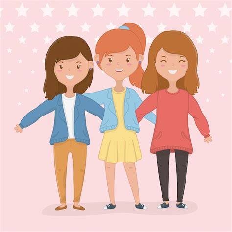 Premium Vector Friendship Of Girls Cartoons Design