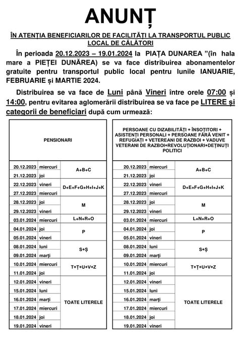 Distribuirea Abonamentelor Gratuite Pentru Transportul Public Local