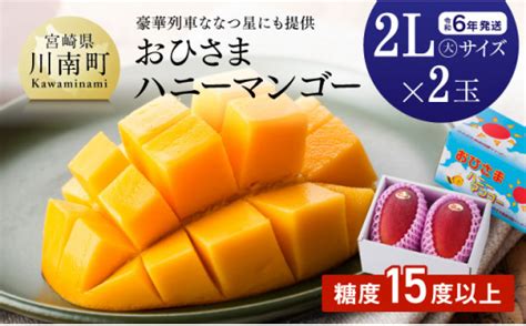 【令和6年発送】宮崎県産完熟マンゴー「おひさまハニーマンゴー」2l（大）×2玉【果物 フルーツ マンゴー 宮崎県産 完熟マンゴー みやざき