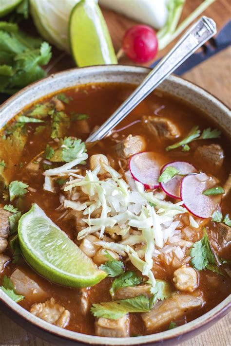 Pozole Rojo Mexican Pork And Hominy Soup With Chiles Our Version Of The Venerable Soup Feeds