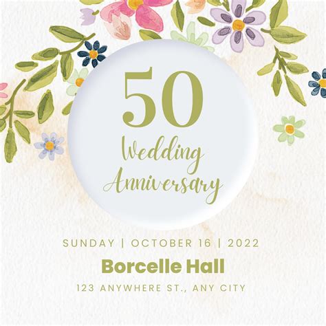 Free Printable 50th Wedding Anniversary Invitations