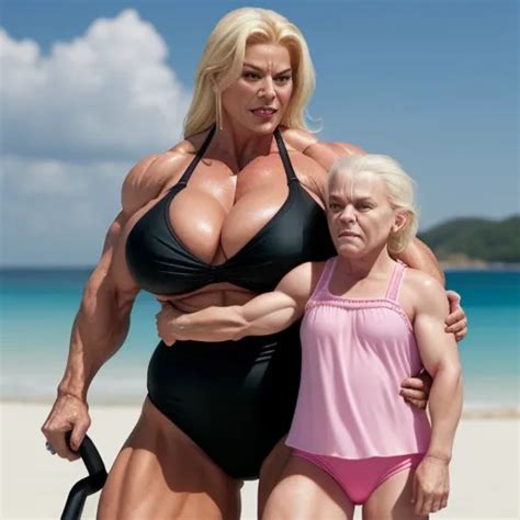 High Quality Images Gilf Huge Older Muscle Woman In Black Bikini
