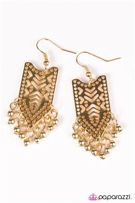 Paparazzi Mayan Goddess Gold Earrings