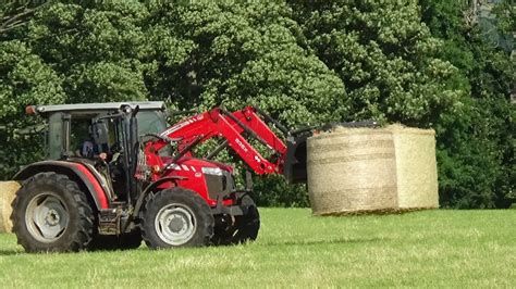 Collecting And Loading Hay Bales With Massey Ferguson 4700 Youtube