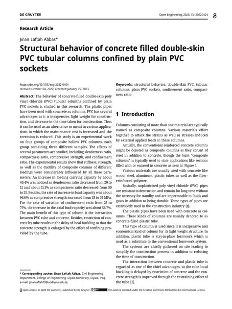 Pdf Structural Behavior Of Concrete Filled Double Skin Pvc Tubular