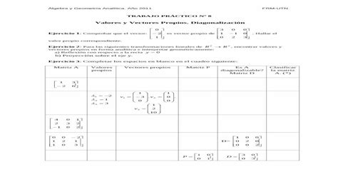 Valores Y Vectores Propios Diagonalización · • A Es La Matriz Asociada A Algún Operador Lineal